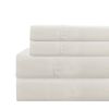 Lanester 4 Piece Deep Pocket Microfiber King Size Sheet Set ; White; DunaWest