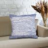 Cabe 18 X 18 Handcrafted Soft Cotton Accent Throw Pillow; Wavy Lined Pattern; Ink Blue; White; DunaWest