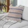 Adiv 18 x 18 Handcrafted Soft Shaggy Cotton Accent Throw Pillow; Woven Yarn; Beige; Gray; DunaWest