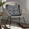 20 x 20 Modern Square Cotton Accent Throw Pillow; Mandala Design Pattern; Black; White; DunaWest