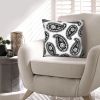 20 x 20 Square Accent Throw Pillow; Paisley Print; With Filler; Black; White; DunaWest