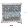 18 x 18 Handcrafted Cotton Accent Throw Pillow; Wavy Woven Pattern; Soft Textured Beads; Blue; White; DunaWest