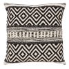 18 x 18 Jacquard Square Cotton Sham Accent Throw Pillow with Boho Diamond Pattern; Black; White; DunaWest