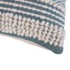 18 x 18 Handcrafted Cotton Accent Throw Pillow; Wavy Woven Pattern; Soft Textured Beads; Blue; White; DunaWest