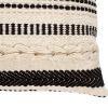 18 x 18 Square Cotton Decor Accent Throw Pillow; Herringbone Design; Embroidery; Cream; Black; DunaWest