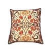 18 x 18 Square Cotton Accent Throw Pillow; Scrolled Floral Pattern; Multicolor; DunaWest