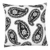 20 x 20 Square Accent Throw Pillow; Paisley Print; With Filler; Black; White; DunaWest