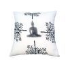 18 x 18 Square Accent Throw Pillow; Meditating Buddha; Soft Polyester Filling; Gray; White; DunaWest