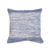 Cabe 18 X 18 Handcrafted Soft Cotton Accent Throw Pillow; Wavy Lined Pattern; Ink Blue; White; DunaWest