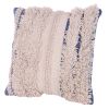 18 x 18 Handcrafted Soft Shaggy Cotton Accent Throw Pillow; Woven Yarn; Beige; Blue; DunaWest