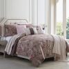 Andria 10 Piece Queen Size Comforter and Coverlet Set ; Brown and Pink; DunaWest