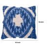 18 X 18 Handcrafted Shaggy Soft Cotton Accent Throw Pillow; Southwest Aztec Pattern; Blue and White; DunaWest