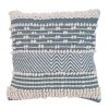 18 x 18 Handcrafted Cotton Accent Throw Pillow; Wavy Woven Pattern; Soft Textured Beads; Blue; White; DunaWest