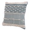 18 x 18 Handcrafted Cotton Accent Throw Pillow; Wavy Woven Pattern; Soft Textured Beads; Blue; White; DunaWest