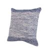 Cabe 18 X 18 Handcrafted Soft Cotton Accent Throw Pillow; Wavy Lined Pattern; Ink Blue; White; DunaWest