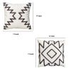 17 x 17 Inch 2 Piece Square Cotton Accent Throw Pillow Set with Modern Geometric Aztec Design Embroidery; White; Gray; DunaWest