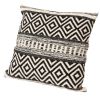 18 x 18 Jacquard Square Cotton Sham Accent Throw Pillow with Boho Diamond Pattern; Black; White; DunaWest