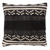 18 x 18 Jacquard Square Decorative Cotton Accent Throw Pillow with Aztec Tribal Boho Pattern; Black; White; DunaWest