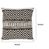 18 x 18 Jacquard Square Cotton Sham Accent Throw Pillow with Boho Diamond Pattern; Black; White; DunaWest