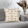 18 x 18 Square Cotton Accent Throw Pillow; Trimmed Shaggy Fringe Accents; Beige; Black; DunaWest