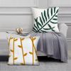 17 x 17 Inch 2 Piece Square Cotton Accent Throw Pillow Set; Leaf Embroidery; White; Green; Yellow; DunaWest