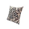 18 x 18 Square Accent Throw Pillow; Damask Print; Soft Polyester Filler; Cream; Blue; DunaWest