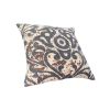 18 x 18 Square Accent Throw Pillow; Damask Print; Soft Polyester Filler; Cream; Blue; DunaWest