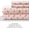 Melun 4 Piece Rose Pattern King Size Microfiber Sheet Set ; Pink; DunaWest