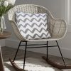 20 x 20 Modern Square Cotton Accent Throw Pillow; Simple Chevron Pattern; Gray; White; DunaWest