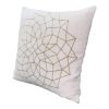 Hugo 20 x 20 Square Accent Throw Pillow; Embroidered Geometric Abstract Pattern; With Filler; White; Gold; DunaWest