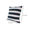 20 x 20 Modern Square Cotton Accent Throw Pillow; Classic Block Stripes; Black; White; DunaWest