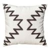 17 x 17 Inch 2 Piece Square Cotton Accent Throw Pillow Set with Modern Geometric Aztec Design Embroidery; White; Gray; DunaWest