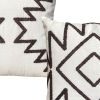 17 x 17 Inch 2 Piece Square Cotton Accent Throw Pillow Set with Modern Geometric Aztec Design Embroidery; White; Gray; DunaWest