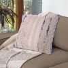 18 x 18 Handcrafted Soft Shaggy Cotton Accent Throw Pillow; Woven Yarn; Beige; Blue; DunaWest