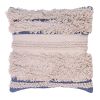 18 x 18 Handcrafted Soft Shaggy Cotton Accent Throw Pillow; Woven Yarn; Beige; Blue; DunaWest