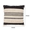 18 x 18 Square Cotton Decor Accent Throw Pillow; Herringbone Design; Embroidery; Cream; Black; DunaWest