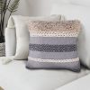 18 x 18 Handcrafted Cotton Accent Throw Pillow; Geometric Lined Pattern; Woven Yarn; Multicolor; DunaWest