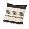 18 x 18 Square Cotton Decor Accent Throw Pillow; Herringbone Design; Embroidery; Cream; Black; DunaWest