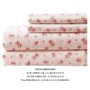 Melun 4 Piece Rose Pattern King Size Microfiber Sheet Set ; Pink; DunaWest