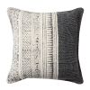 18 x 18 Square Handwoven Accent Throw Pillow; Polycotton Dhurrie; Kilim Pattern; White; Gray; DunaWest