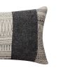 12 x 20 Rectangular Soft Cotton Dhurrie Accent Lumbar Throw Pillow; Kilim Pattern; Gray; White; DunaWest