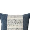 18 x 18 Square Handwoven Accent Throw Pillow; Polycotton Dhurrie; Kilim Pattern; White; Blue; DunaWest