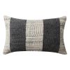 12 x 20 Rectangular Soft Cotton Dhurrie Accent Lumbar Throw Pillow; Kilim Pattern; Gray; White; DunaWest