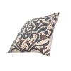 18 x 18 Square Accent Throw Pillow; Damask Print; Soft Polyester Filler; Cream; Blue; DunaWest