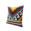 24 x 24 Square Cotton Accent Throw Pillow; Geometric Aztec Tribal Pattern; Multicolor; DunaWest