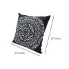 20 x 20 Modern Square Cotton Accent Throw Pillow; Mandala Design Pattern; Black; White; DunaWest