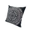 20 x 20 Modern Square Cotton Accent Throw Pillow; Mandala Design Pattern; Black; White; DunaWest