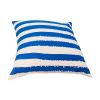 20 x 20 Modern Square Cotton Accent Throw Pillow; Screen Printed Stripes Pattern; Blue; White; DunaWest