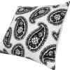 20 x 20 Square Accent Throw Pillow; Paisley Print; With Filler; Black; White; DunaWest