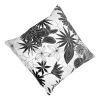 17 x 17 Inch Decorative Square Cotton Accent Throw Pillow with Classic Floral Print; Black and White; DunaWest